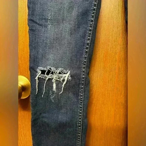 Free People Jeans Womens 26 Blue Skinny Ankle Distressed Chewed Hem Frayed Denim - Picture 4 of 7